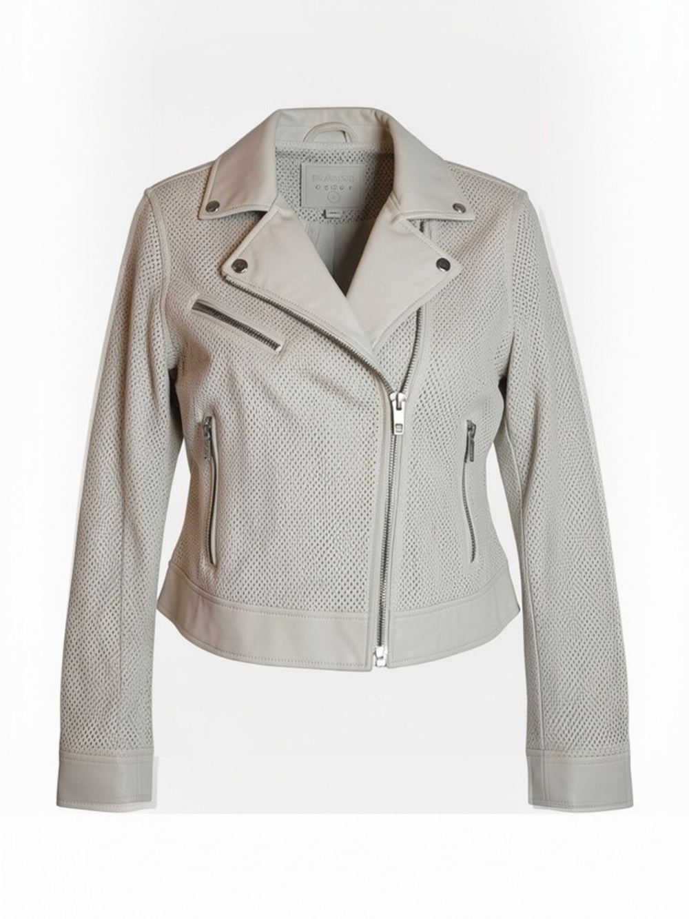 BLANKNYC Cream Perforated Faux Leather Moto Jacket